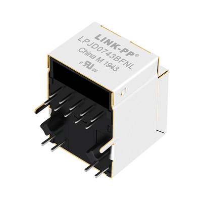 Base-T 1000 de HFJV1-1G41-L11RL RJ45 Jack With Magnetics vertical LPJD0743BFNL