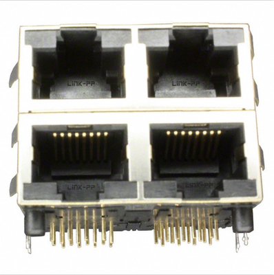 RJSAE538004 Connecteur de port RJ45 2X2 empilé conforme à la norme ROHS