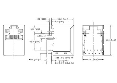 Magnétique RJ45 vertical de la température d'ext. de connecteurs équivalents d'Ethernet de JXD3-0003NL