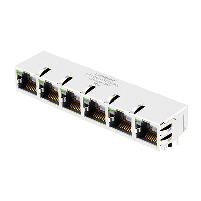 Connecteurs d'Ethernet de l'Internet RJ45 de crics enregistrés par port de LAN 1x6 de gigabit de JG0-0070NL