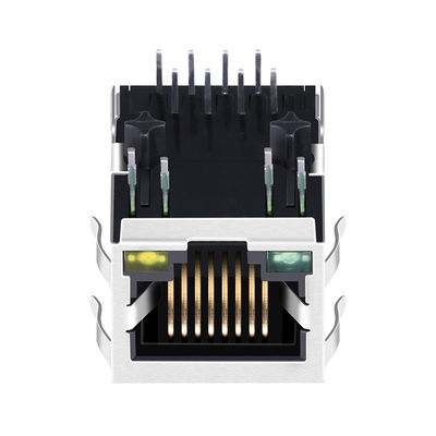 Base-T de J0035D21BNL 10/100 Tab Down Green/crics Rj45 modulaires magnétiques menés jaunes du port 1x1