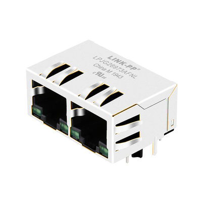Gigabit à commande unique RJ45 W/LED d'Étiquette-Vers le bas de HFJ12-1G16ER-L11RL FastJack 1x2