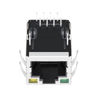 SI-80053-F 10/100 BASE-T 1 Tab Up gauche RJ45 Magjack avec vert/jaune menés