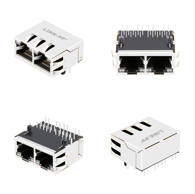 Port 1000 de Tab Up 1x2 de base-T Rj45 Jack With Magnetics 1840572-6 avec GY/GY LED