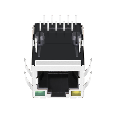 Base-T Tab Up de JXD1-9025NL 10/100 1 connecteur Rj45 gauche protégé avec jaune/vert menés
