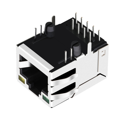 Base-T gauche de JXD0-0010NL 1 Tab Down 100 RJ45 Magjack avec vert/jaune menés