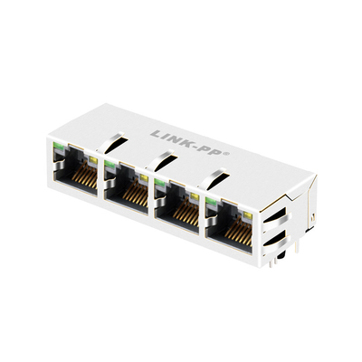 100/1000 connecteur de l'Ethernet Rj45 de port de la base-T JX1N-0033NL Tab Up 1x4 avec vert/jaune menés