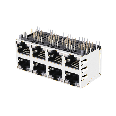 Connecteur 1000 gauche multi du port Rj45 de la base-T 2x4 de JX0B-3051NL avec la LED Vert-jaune
