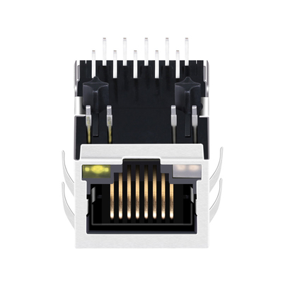 10G base-T Tab Down 1 port par le trou RJ45 Jack With Leds magnétique JTH-0024NL