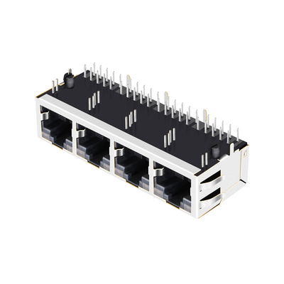 La base-T de JT6-1480NL 10G a protégé l'étiquette du port 1x4 VERS LE HAUT du connecteur de la carte PCB Rj45 à angle droit avec la LED