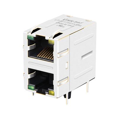 Port Cat6 RJ45 Jack magnétique de JXD9-1002NL 2x1 100/1000 vert de base-T/LED jaune