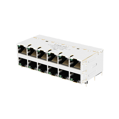 Port magnétique de la base-T 2x6 des crics 10G de JT5-2670NL THT RJ45 avec la LED