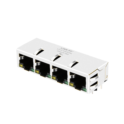 Jaune modulaire/vert de la carte PCB RJ45 Jack Side Entry Tab Down du port FR4 de LPJE104ADNL 1X4 mené