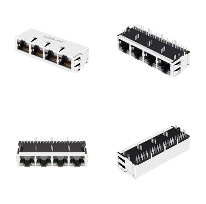 2250083-1 1x4 base-T magnétique Tab Up With GO/GO Lightpipe des connecteurs 10G du port RJ45