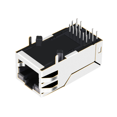 2250368-1 connecteur de la base-T RJ45 MagJack de Tab Up 10G 4PPoE gauche simple 60W avec GY/GY LED