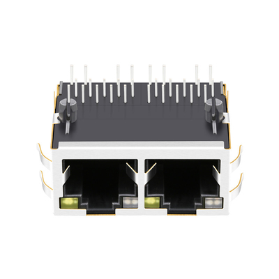 La base-T RJ45 MagJack Tab Up With GO/Y du port 2.5G de 0826-1X2T-HT-F 4PPoE 60W 1x2 a mené