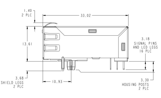 1-1840784-1 le gigabit 1000base-T Rj45 a intégré des modules de connecteur Tab Up