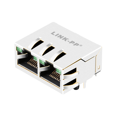 Le connecteur Tab Up GREEN/GREEN du profil bas RJ45 de gigabit de port de JGL-0001NL 1x2 a mené