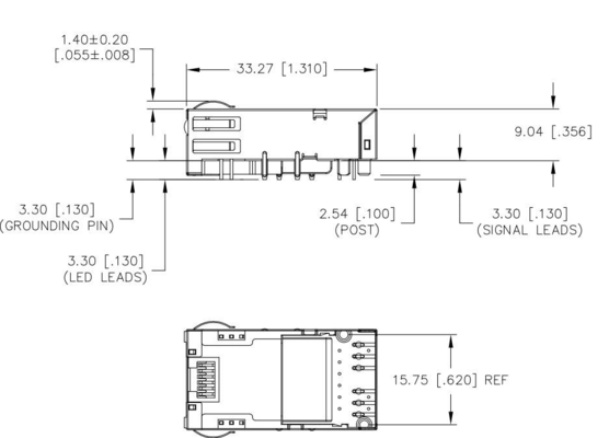 Le port Tab Down RJ45 Magjack 12PIN GG/Y de JT3-1105HL 10GBASE-T 1X1 a mené