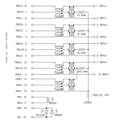 Le port simple Tab Down 10GBASE-T RJ45 Jack Female Connector GY/G de JT3-1115HL a mené
