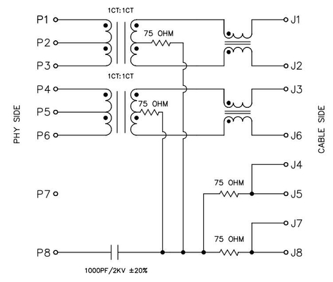 Le port simple RJ45 VERTICAL Jack 8PIN de JXD2 0Z14NL 100BASE-T n'a non mené