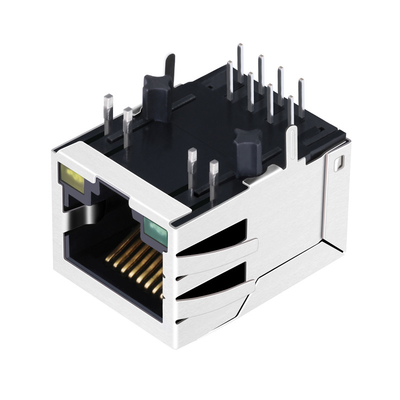Le Magnetics RJ45 Jack Tab Down With G/Y gauche simple d'ARJM11A3-009-AB-ER2 100 BASE-T a mené