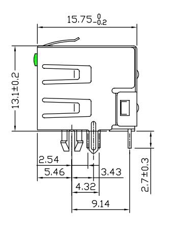 6116173-5 les connecteurs Rj45 avec LED 8P8C ont protégé par - le trou LPJE101AWNL 1