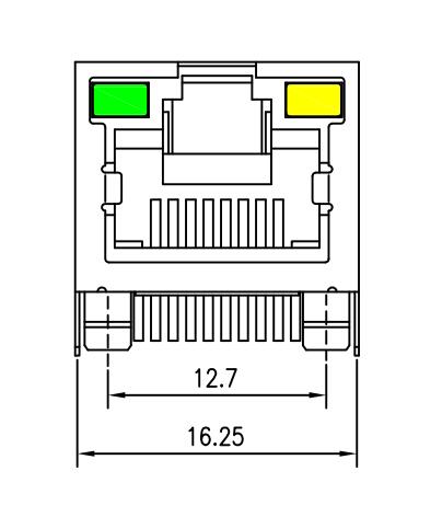 6116173-5 les connecteurs Rj45 avec LED 8P8C ont protégé par - le trou LPJE101AWNL 0